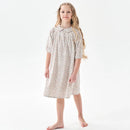 kids girls embroidery brown floral summer cotton flare dress children girl cotton lining sleeve flower dresses