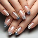24Pcs Simple Black Golden Glitter Press on Nails Wearable French Manicure Tips Full Cover Gradient Nails