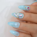 Luxury Press On Nails Pearl Wings Bling False Almond Fake Nails Set Unique Designs For Women Girls