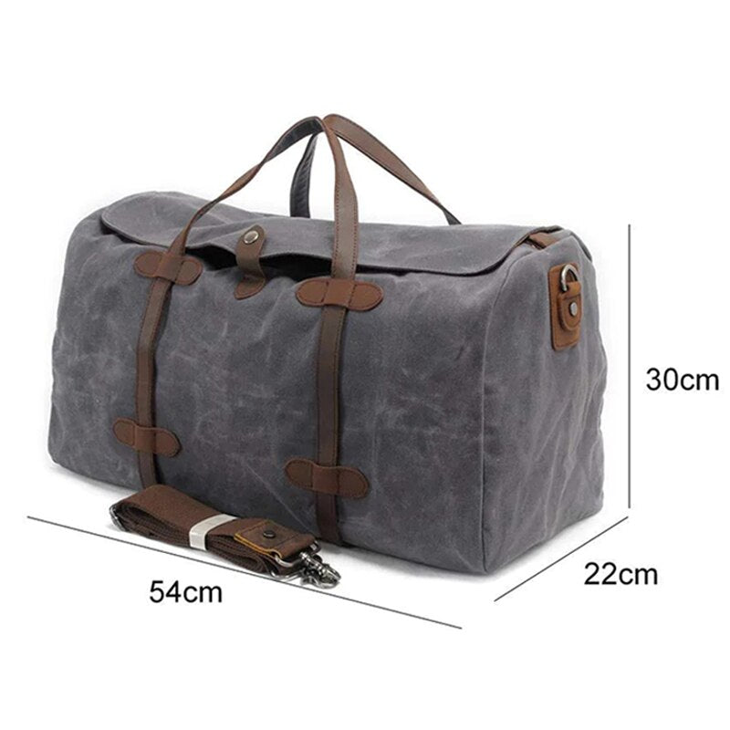 Waterproof Waxed Canvas Luggage Bag Large Capacity Crossbody Bag Travel Weekend Bag For Men Business Trip Duffel Tote Bag