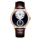 Men Retro Rose Gold Mechanical Automatic Watch Starry Sky Design 24-Hour Display Leather Strap Miyota Movement SCM-S