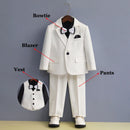Children's Formal White Black Suit Set Boy Wedding Dress Birthday Party Host Performance Costume Kids