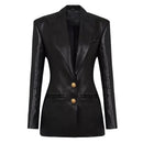 Spring And Autumn Leather Slim Fit Temperament Commuting Socialite Women's Long Sleeved Suit Top Jacket
