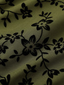 Women Summer Slim Fit Flower Flocking Suspender Sleeveless Ruffle Dress