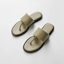 Women Flip Flops Summer Genuine Leather Slippers Casual Flat Shoes Ladies Clip Toe Slides