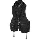 Summer Men Dark Tide Youthful Original Design Punk Pocket Hooded Chic Tie-Dye Loose Vest