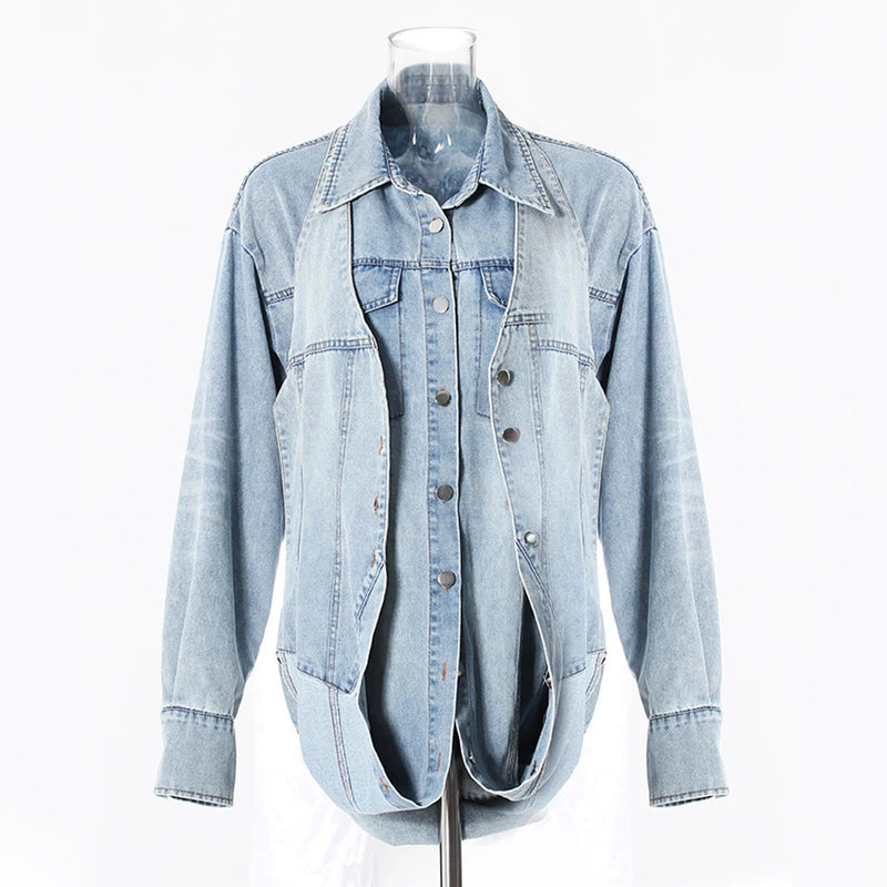 Designer Loose Chic Jackets For Women Lapel Patchwork Pockets Coats Female