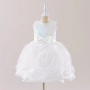 Girls Big Flower Party Dress for Kids Pink Tulle Birthday Wedding Girl Dresses