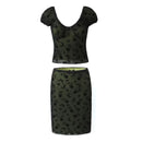 Women Rose Floral Mesh Crop Top Sexy Puff Sleeve Ladies Chic Summer Tops