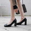 Burgundy Patent Leather Pumps for Women Heeled Beige Black Shoes Office Ladies Pump