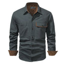 Men's Autumn Casual Plaid Button Long Sleeve Coat Urban Flannel Shirt Top