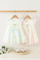 Newborn Girl Dress summer Layered Princess Dress baby Flower Bow Dress for Baby Girl