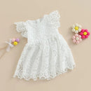 Summer Infant Baby Toddler Girl Casual Dress Flying Sleeve Lace Floral Beach Dresses Princess Daily Children Clothes