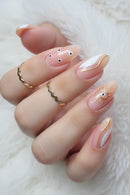 24pcs Manicure Nials Diy False Nails French Short Almond White Edge