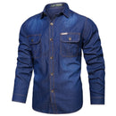 Men's Spring Denim Thin Shirt Soft Cotton Slim Fit Jeans Cowboy Streetwear Male Autumn Shirts