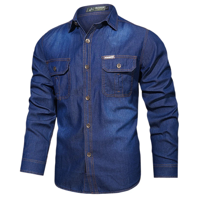 Men's Spring Denim Thin Shirt Soft Cotton Slim Fit Jeans Cowboy Streetwear Male Autumn Shirts