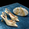 Elegant Inspired Rhinestone High Heels Mini Oval Bag Women's Shoes for Special Occasions