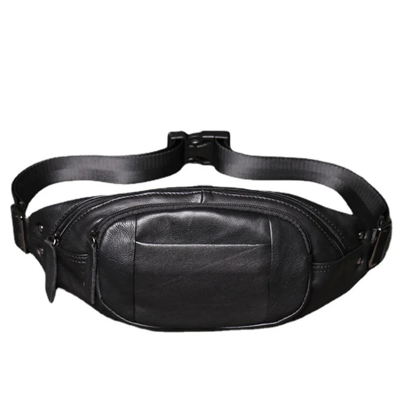 Men's chest bag leather women's waist pack casual crossbody bag