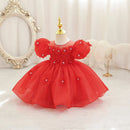Summer Infant Baby Girl Dresses Flower Appliques Toddler Kids Birthday Party Princess Wedding Ball Gown