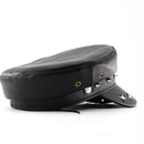 Black leather cap with studs on a white background, Obroi