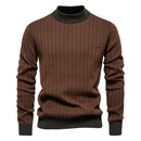 Autumn Winter Men Pullover Knit Sweaters Turtlenecks Slim Striped Casual Pullovers Outwear