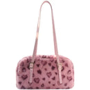 Leopard Pink Handbag Women Autumn Winter Plush Soft Shoulder Bags Female Purse