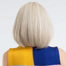 Short Bob Platinum Blonde Wig with Bangs Natural Straight Blonde Wig