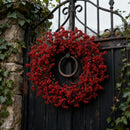 Red Berry Artificial Christmas Wreath - 17.5Inch Durable Realistic Details Indoor Outdoor Door