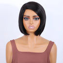 Mannequin head with a black bob wig on a white background, Obroi