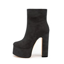 Women Platform Boots Ultra Elegant Shoes European Ankle Boots Side Zip American Ladies Shoes Flock Boots