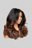Ombre Chocolate Brown HD Lace Pre Cut Glueless Wig Body Human Hair Incisible HD Lace Glueless Wig
