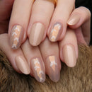 Oval Press On Nails Butterfly Glitter Round Fake Nails Sparkle nails Art Tips