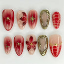 Nail Tips with Flower Pearl Design Short Almond Nails Art Wearable Design Press on Nails