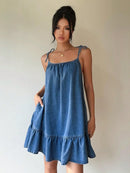 Denim dress summer high end elegant loose fit
