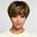 Straight Human Hair Wigs Hair Short Pixie Cut Wig Layered For Women