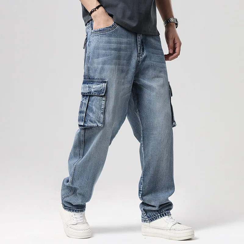 Men's Vintage retro Cargo pants work skateboard jeans mens jeans