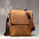 Leather Shoulder Bag Men's Bag Brown Crossbody Casual Magnetic Buckle Flap Shoulder Bags