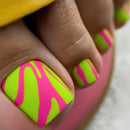 24pcs Blue Purple Flowers False Toe Nails with Designs Summer Press On Nails Gradient Foot Fake Nails