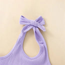 Toddler Kid Baby Girls Summer Clothing Outfit Sets Purple Hanging Neck Sleeveless Tank Tops