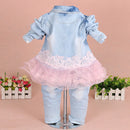 Baby Girls Denim Clothing Sets Dress Tops  Jacket and Jeans Trousers Autumn Clothing Baby Girl Suits