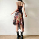 Flower Long Dress Women Vintage Slim-fitting Sundress Holiday