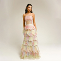 Pastel Rainbow Prom Dresses Strapless Evening Dress Layered Dress