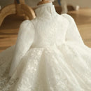 Toddler Girls Dress Baby Wedding Birthday Party Dresses For Children White Lace Princess Ball Gown