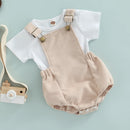 Newborn Infant Baby Boys Clothes Set Short Sleeve T-shirt Overalls Corduroy Shorts Outfits Summer Costumes