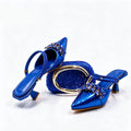 Autumn Royal Blue Color Shoes and Bag Set Special Design for Wedding Party