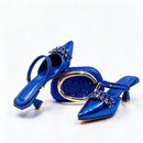 Autumn Royal Blue Color Shoes and Bag Set Special Design for Wedding Party
