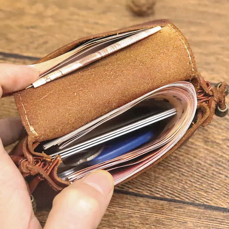 Retro Tanned Leather Wallet Head Layer Genuine Leather Storage Bag