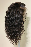 Preplucked Soft Black Soft 26“Long Deep Wave180Density Lace Front Wig For Women Glueless