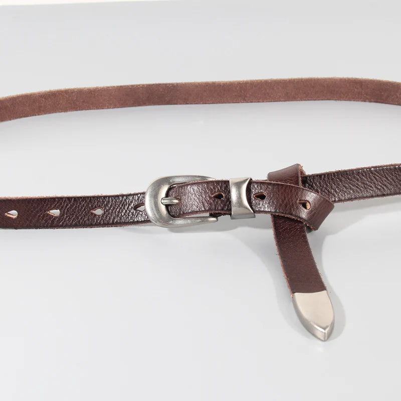 Extended Thin Section Ladies Belt Skirt Belt Narrow Soft Genuine Leather Women Jeans Belt
