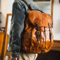 Outdoor casual travel men's large-capacity backpack designer handmade genuine leather